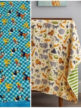 Set-2 Kids Blankets Colorful Hatley Cotton Zoo Safari Animals & Handmade Disney